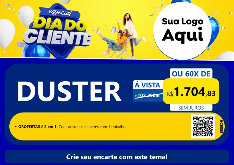 Modelo de Cartaz para Cartaz A4 Horizontal com o tema Especial Dia do Cliente para Concessionaria de Carros