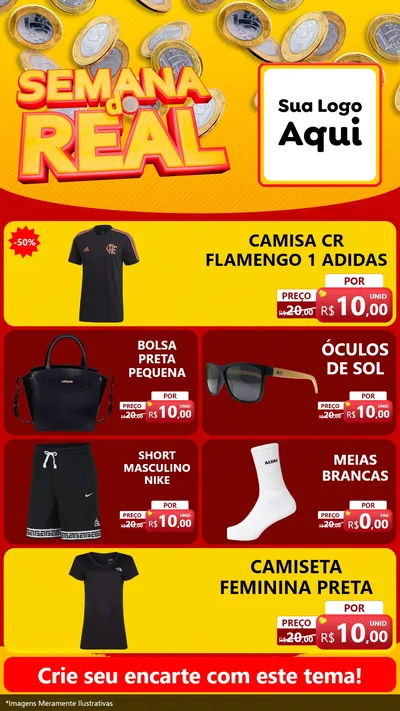 Modelo de TV para TV Vertical com o tema Semana do Real para Roupas e acessórios