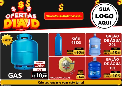 Modelo de Encarte para Encarte A4 Horizontal com o tema Ofertas Dia D para Água e gás