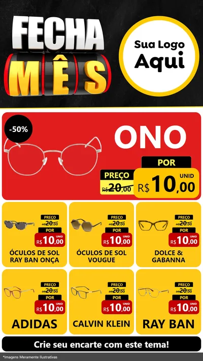 Modelo de Rede Social para Stories com o tema Fecha Mês para Óticas