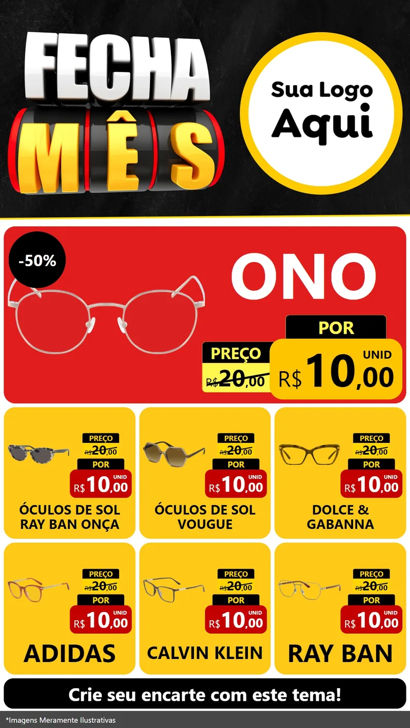Modelo de Rede Social para Stories com o tema Fecha Mês para Óticas