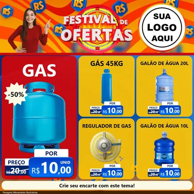 Modelo de Rede Social para Feed Facebook com o tema Festival de Ofertas para Água e gás