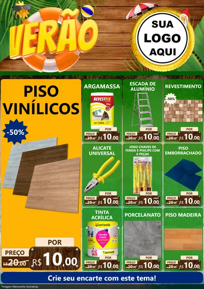 Modelo de Encarte para Encarte A4 Vertical com o tema Verão para Material para Construção
