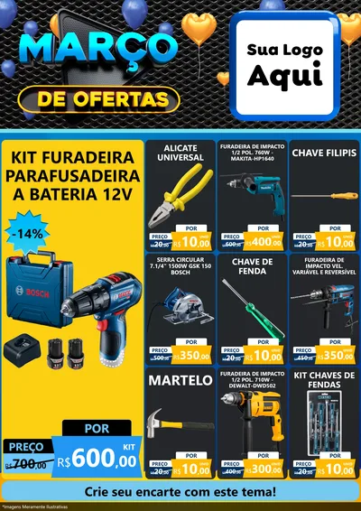Modelo de Encarte para Encarte A4 Vertical com o tema Março de Ofertas para Maquinas e Ferramentas