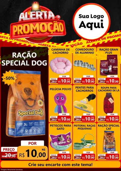 Modelo de Encarte para Encarte A4 Vertical com o tema Alerta de Promoção para Pet Shop