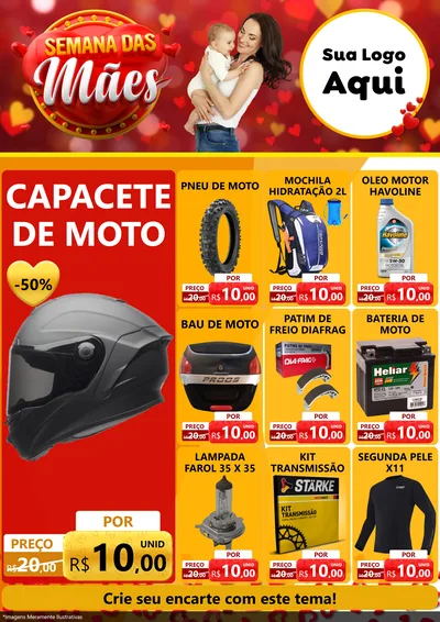 Modelo de Encarte para Encarte A4 Vertical com o tema Semana das Mães para Moto peças