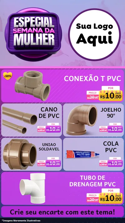 Modelo de TV para TV Vertical com o tema Especial Semana da Mulher para Tubos e conexões