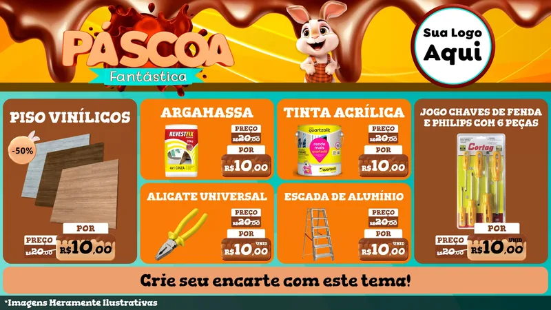 Modelo de TV para TV Horizontal com o tema Páscoa Fantástica para Material para Construção