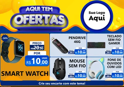 Modelo de Encarte para Encarte A4 Horizontal com o tema Aqui Tem Ofertas para Informática