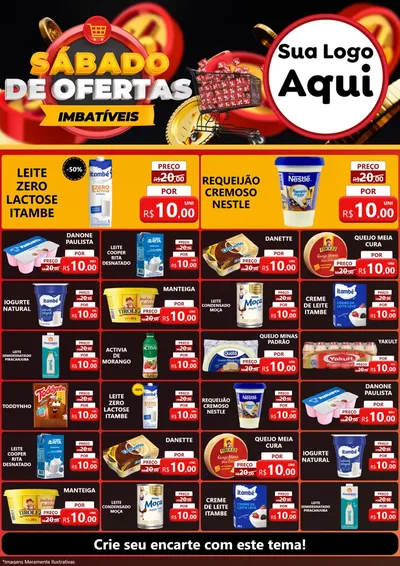 Modelo de Encarte para Encarte A4 Vertical com o tema Sábado de Ofertas Imbatíveis para Frios e Laticínios