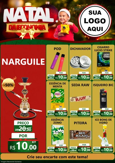 Modelo de Encarte para Encarte A4 Vertical com o tema Natal da Economia para Tabacaria
