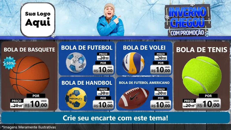 Modelo de TV para TV Horizontal com o tema Inverno Chegou Com Promoção para Artigos Esportivos