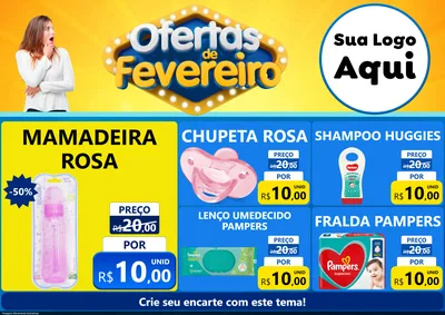 Modelo de Encarte para Encarte A4 Horizontal com o tema Ofertas de Fevereiro para Bebês