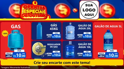Modelo de TV para TV Horizontal com o tema Ofertas Especiais de Outubro para Água e gás
