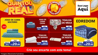 Modelo de TV para TV Horizontal com o tema Quintou do Real para Cama, Mesa e Banho