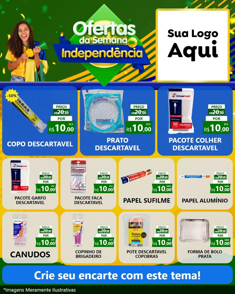 Modelo de Rede Social para Feed Instagram com o tema Ofertas da Semana da Independência para Embalagens