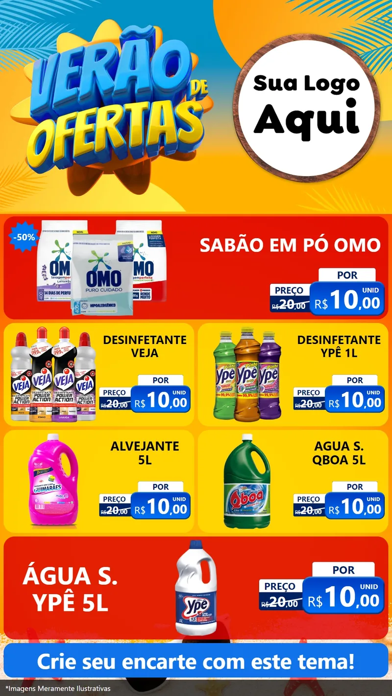 Modelo de TV para TV Vertical com o tema Verão de Ofertas para Produtos de Limpeza