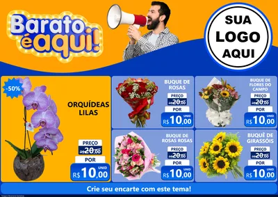 Modelo de Encarte para Encarte A4 Horizontal com o tema Barato é aqui para Floricultura e jardim