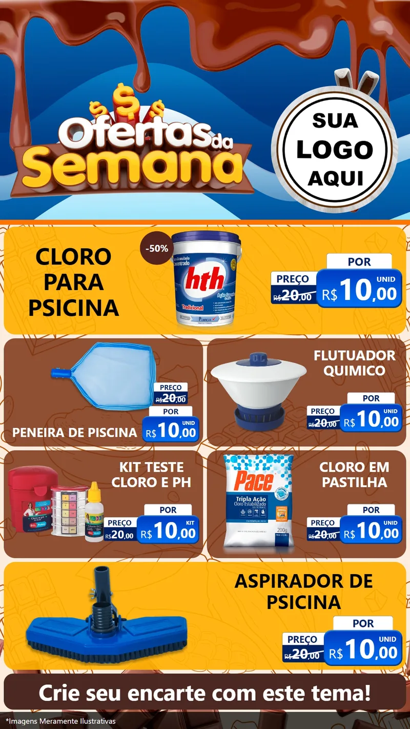 Modelo de TV para TV Vertical com o tema Ofertas da Semana - Páscoa para Produtos para Piscina