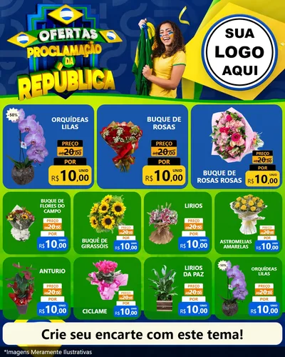 Modelo de Rede Social para Feed Instagram com o tema Ofertas Proclamação da República para Floricultura e jardim