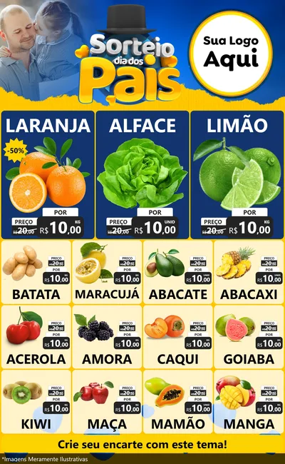 Modelo de Encarte para Encarte Grande com o tema Sorteio Dia Dos Pais para Hortifrúti