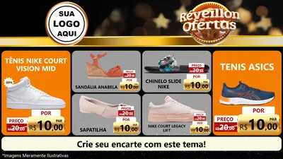 Modelo de TV para TV Horizontal com o tema Réveillon de Ofertas para Calçados