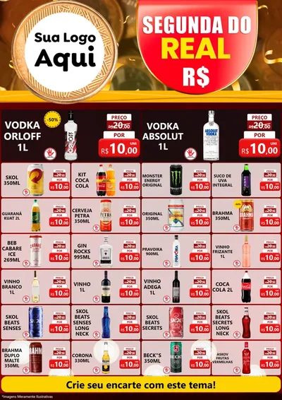 Modelo de Encarte para Encarte A4 Vertical com o tema Segunda do Real para Distribuidora de bebidas
