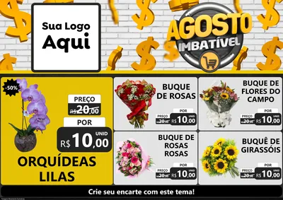 Modelo de Encarte para Encarte A4 Horizontal com o tema Agosto imbatível para Floricultura e jardim