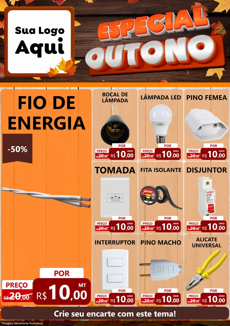 Modelo de Encarte para Encarte A4 Vertical com o tema Especial Outono para Materiais Elétricos