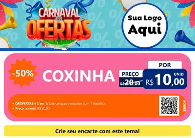 Modelo de Cartaz para Cartaz A4 Horizontal com o tema Carnaval de Ofertas para Salgadaria