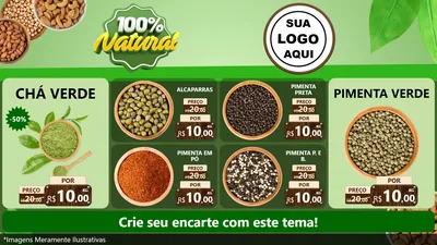 Modelo de TV para TV Horizontal com o tema 100% Natural para Produtos Naturais