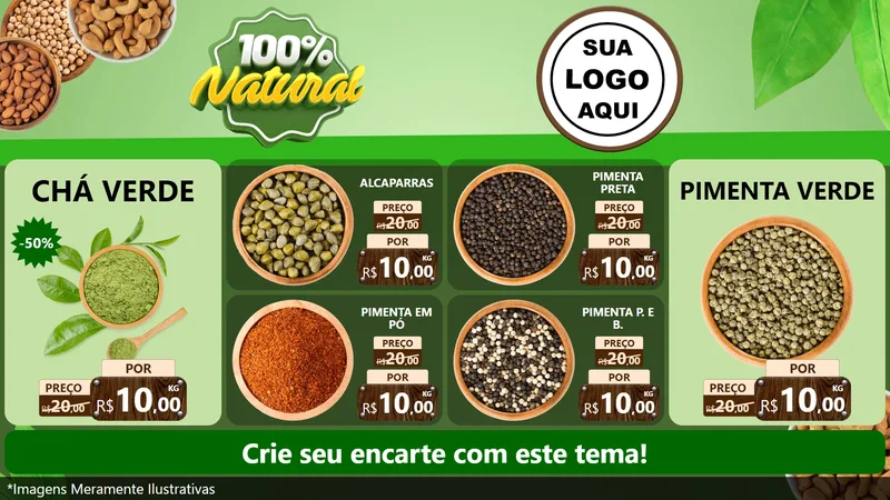Modelo de TV para TV Horizontal com o tema 100% Natural para Produtos Naturais