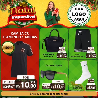 Modelo de Rede Social para Feed Facebook com o tema Natal Imperdível para Roupas e acessórios