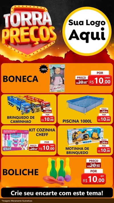 Modelo de TV para TV Vertical com o tema Torra Preços para Brinquedos