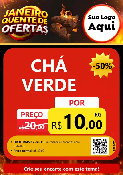 Modelo de Cartaz para Cartaz A4 Vertical com o tema Janeiro Quente de Ofertas para Produtos Naturais