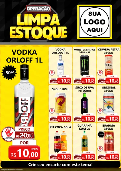Modelo de Encarte para Encarte A4 Vertical com o tema Operação Limpa Estoque para Distribuidora de bebidas
