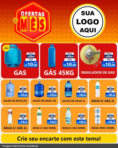 Modelo de Rede Social para Feed Instagram com o tema Ofertas do Mês para Água e gás
