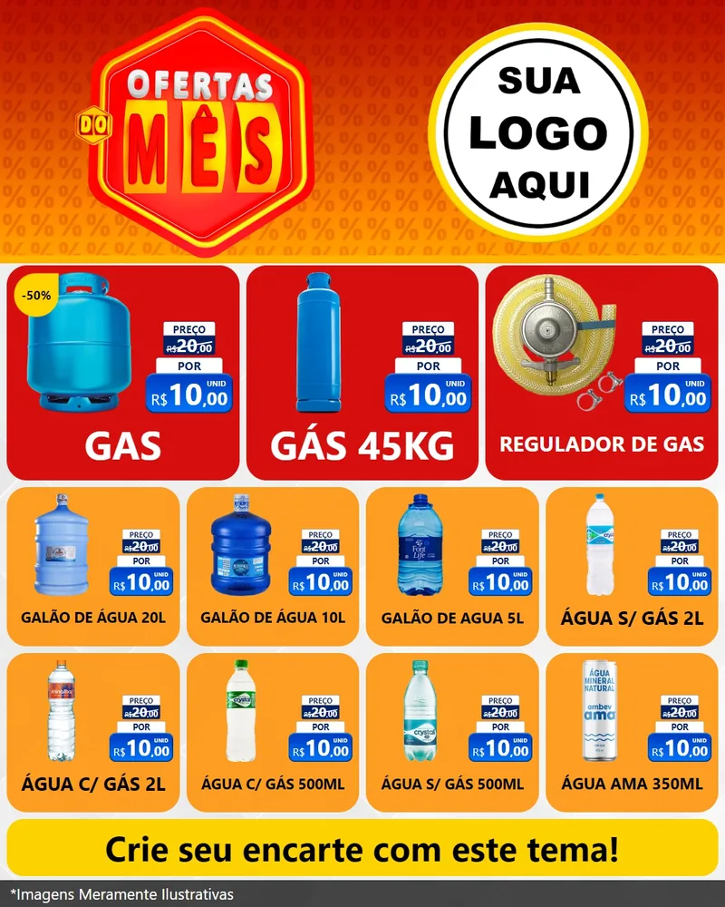 Modelo de Rede Social para Feed Instagram com o tema Ofertas do Mês para Água e gás