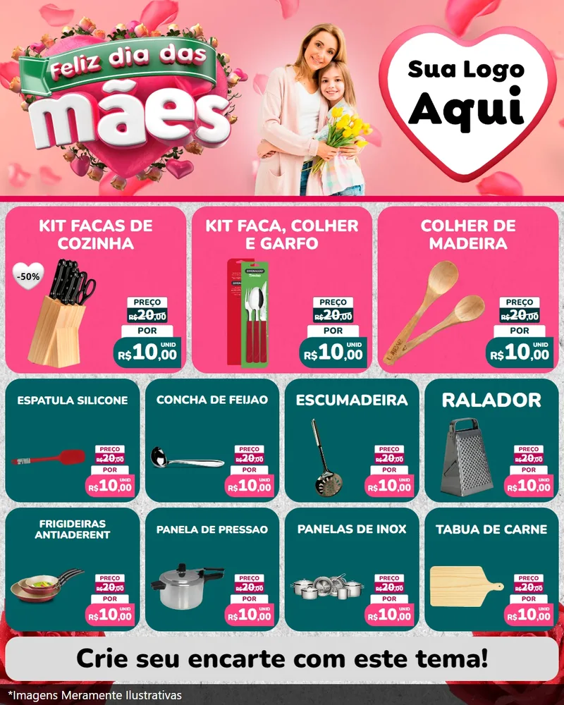 Modelo de Rede Social para Feed Instagram com o tema Feliz Dia das Mães para Utilidades Domésticas