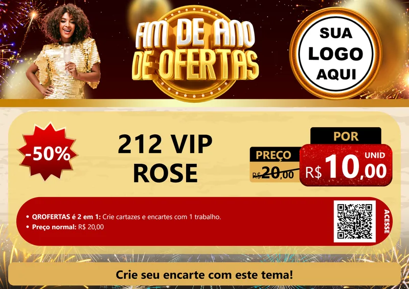 Modelo de Cartaz para Cartaz A4 Horizontal com o tema Fim de Ano de Ofertas para Perfumes