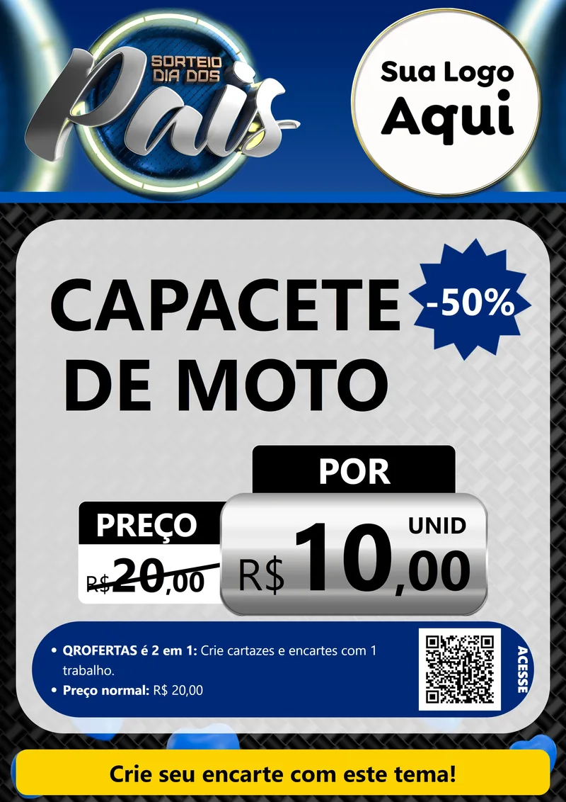 Modelo de Cartaz para Cartaz A4 Vertical com o tema Sorteio Dia Dos Pais para Moto peças