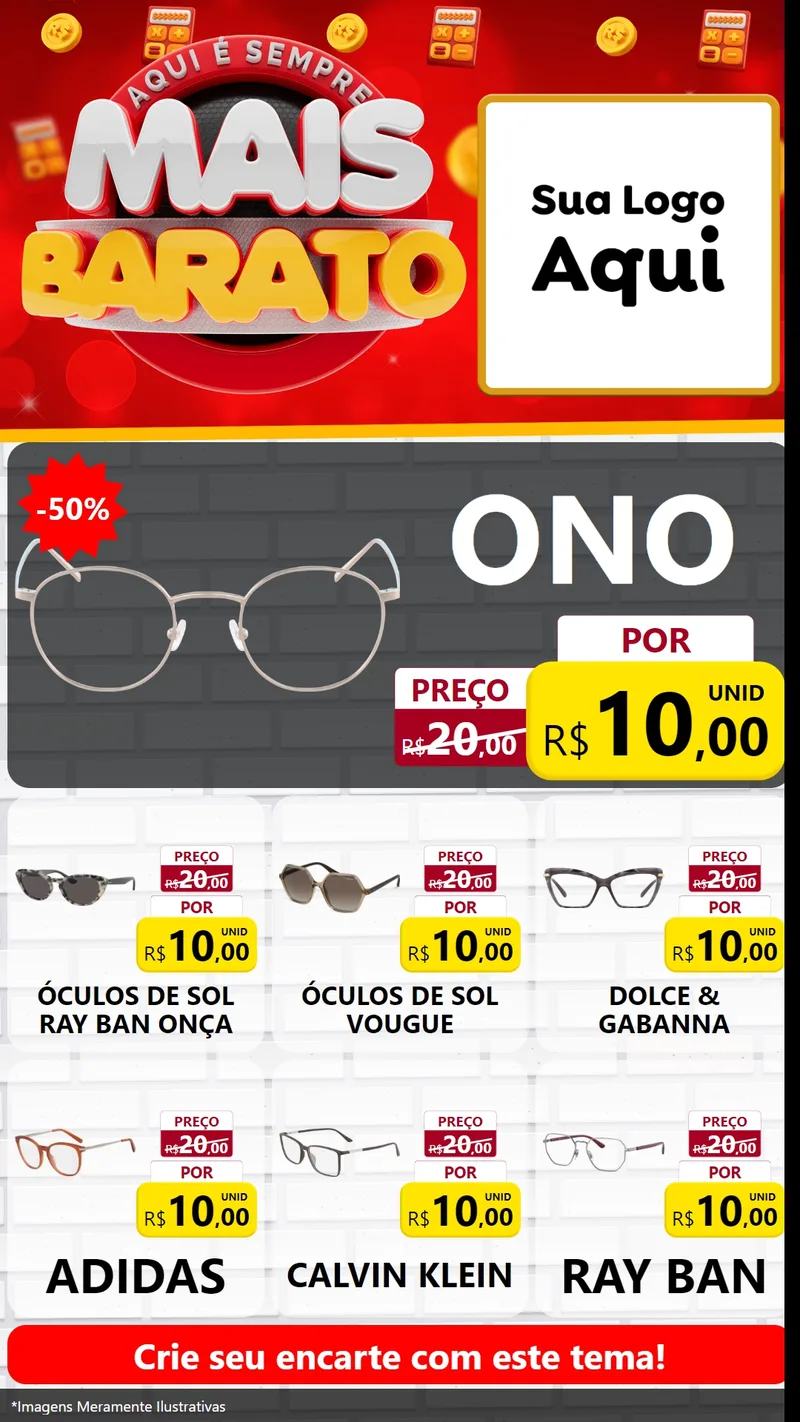Modelo de Rede Social para Stories com o tema Mais Barato para Óticas