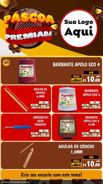 Modelo de TV para TV Vertical com o tema Páscoa Premiada para Armarinho e Aviamentos