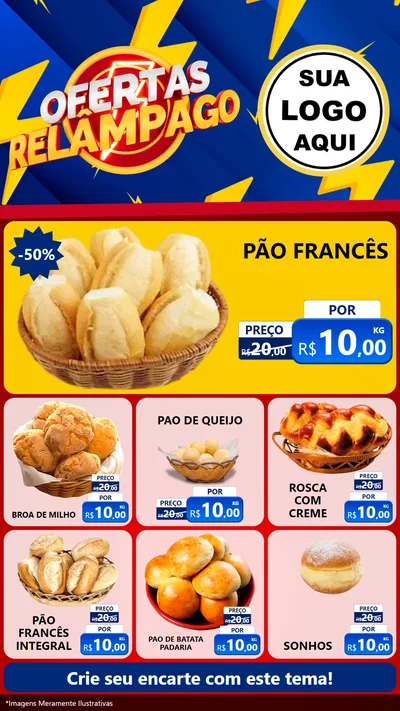 Modelo de Rede Social para Stories com o tema Ofertas Relâmpago para Padaria