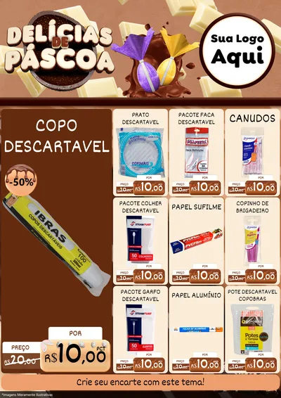 Modelo de Encarte para Encarte A4 Vertical com o tema Delícias de Páscoa para Embalagens