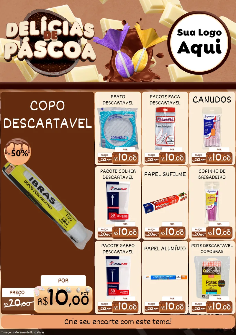 Modelo de Encarte para Encarte A4 Vertical com o tema Delícias de Páscoa para Embalagens