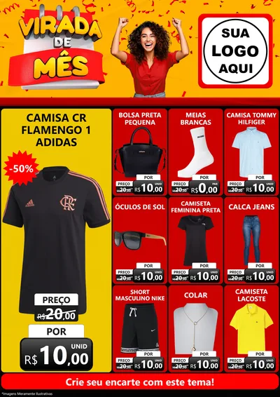 Modelo de Encarte para Encarte A4 Vertical com o tema Virada de Mês para Roupas e acessórios