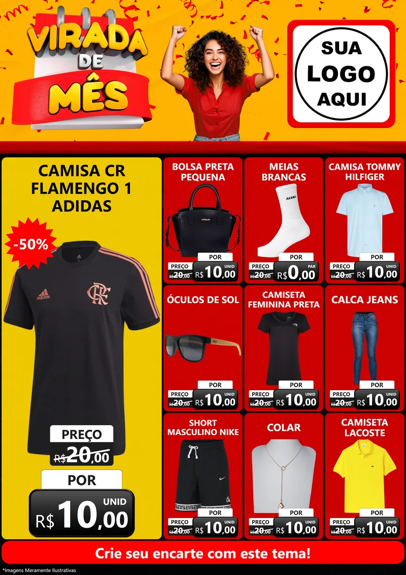 Modelo de Encarte para Encarte A4 Vertical com o tema Virada de Mês para Roupas e acessórios