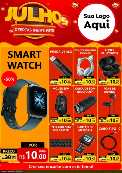 Modelo de Encarte para Encarte A4 Vertical com o tema Julho Ofertas Imbatíveis para Informática
