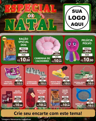 Modelo de Rede Social para Feed Instagram com o tema Especial de Natal para Pet Shop